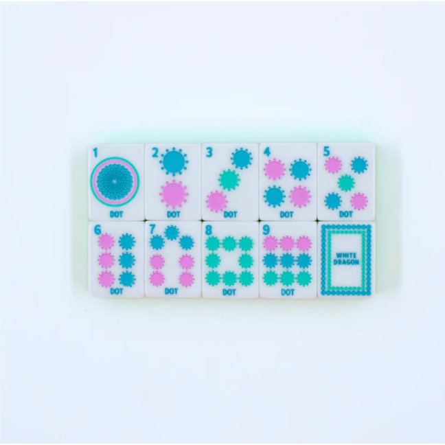 My Fair Mahjong Crystal Confetti Citrus Green | Mahjong with a Sprinkle of Color and Joy | Clear Top with Colorful Pattern and Layers