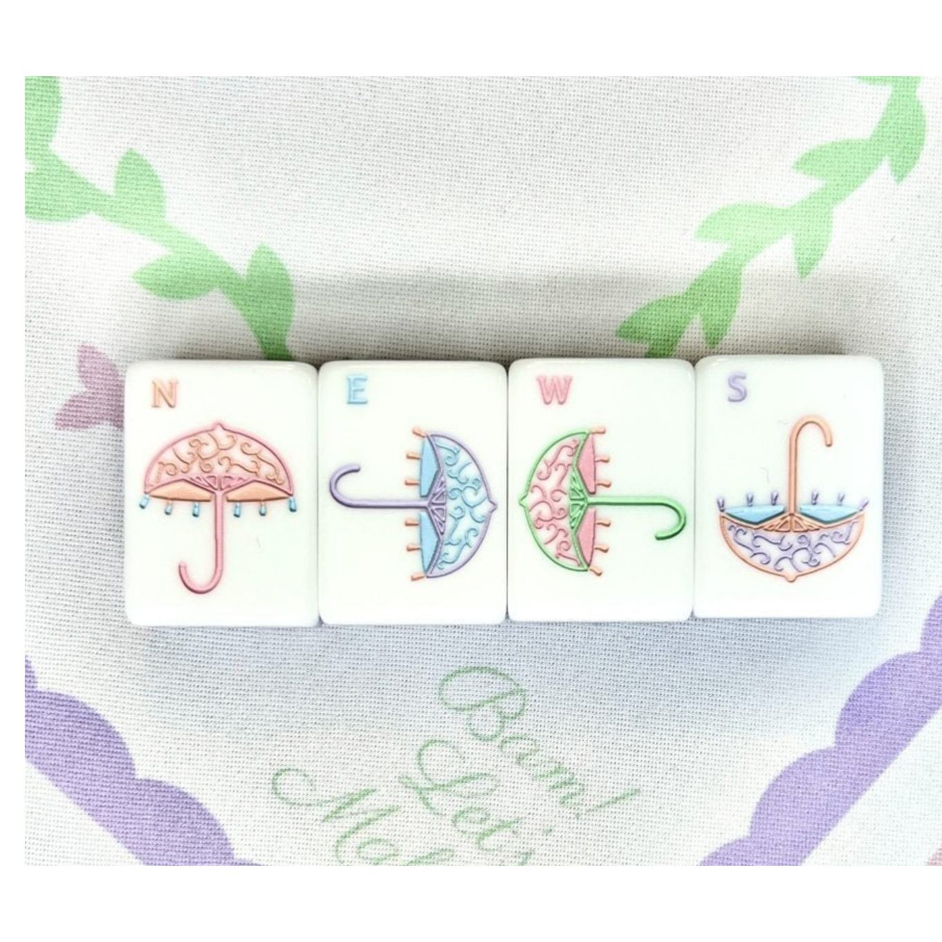 Bam!  Let's Mahjong:  Garden Party Mahjong Tiles, Mat and Shufflers:  Petal Pink