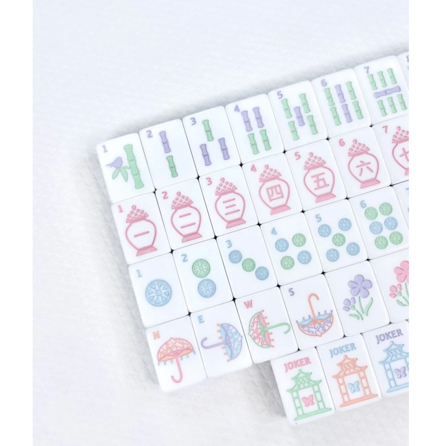 Bam!  Let's Mahjong:  Garden Party Mahjong Tiles, Mat and Shufflers:  Petal Pink
