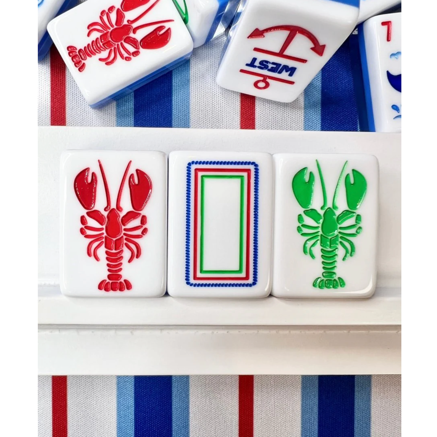 Bam!  Let's Mahjong:  Nantucket Tile Collection with Matching Mat and Shuffler (Seaside Blue)