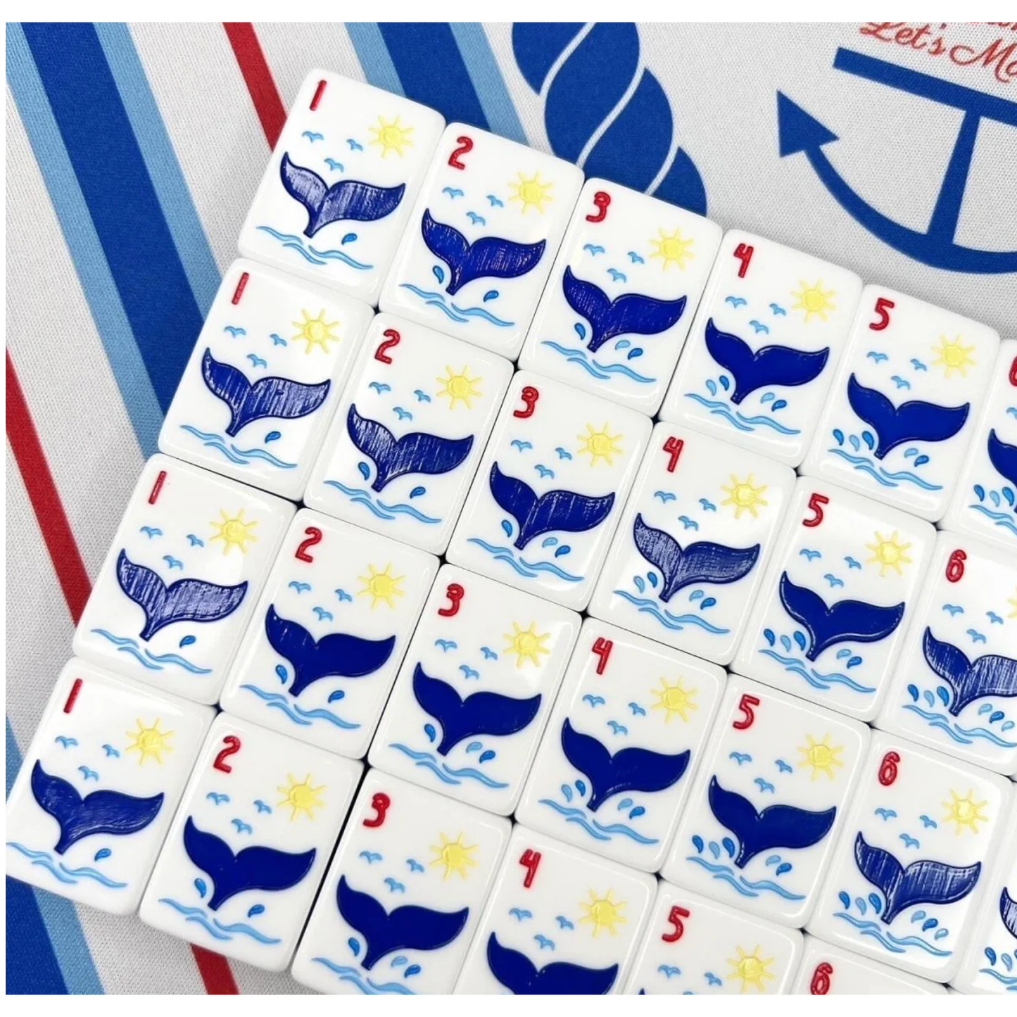 Bam!  Let's Mahjong:  Nantucket Tile Collection with Matching Mat and Shuffler (Seaside Blue)