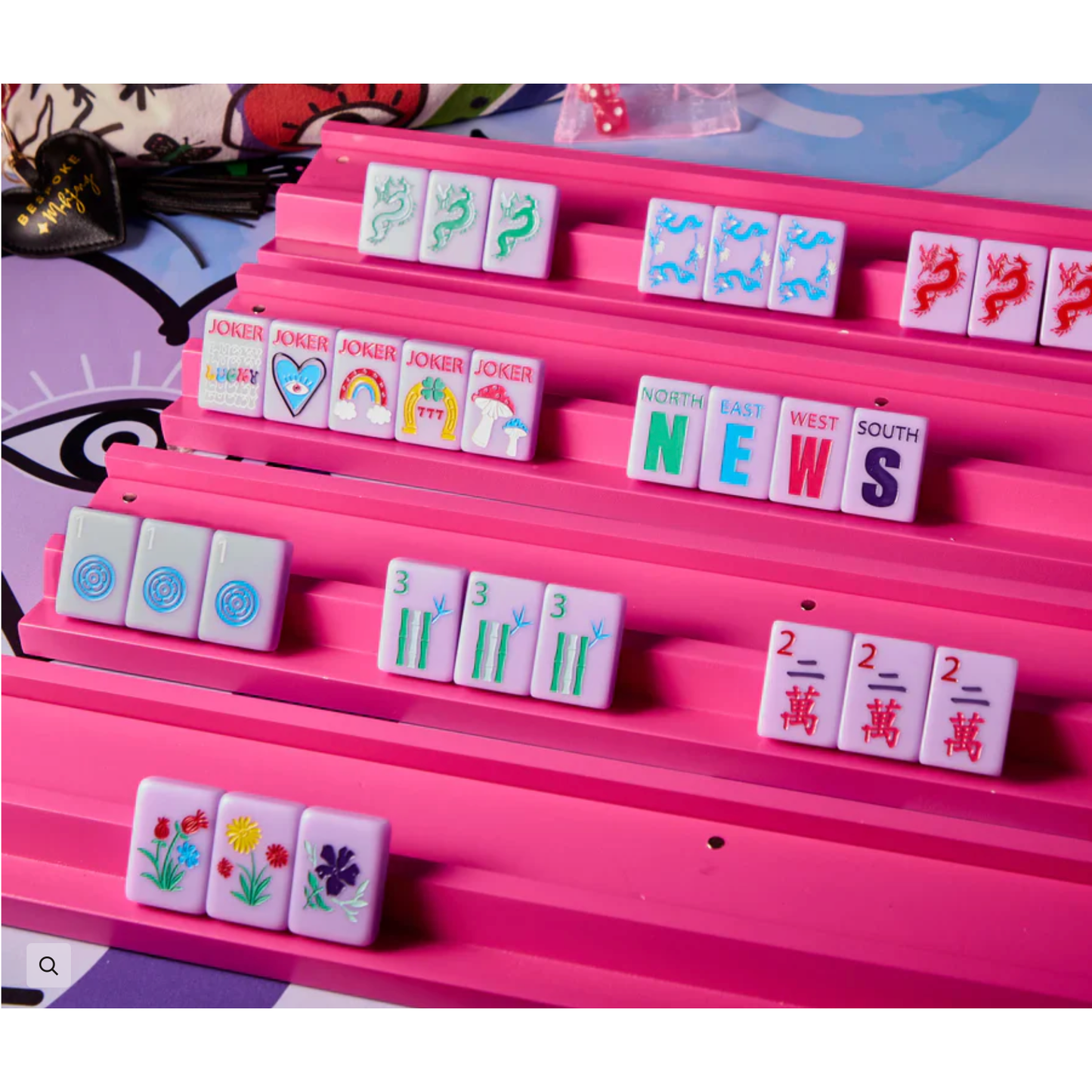 Bespoke Mahjong Lucky Charms Tiles - Lavender Gray