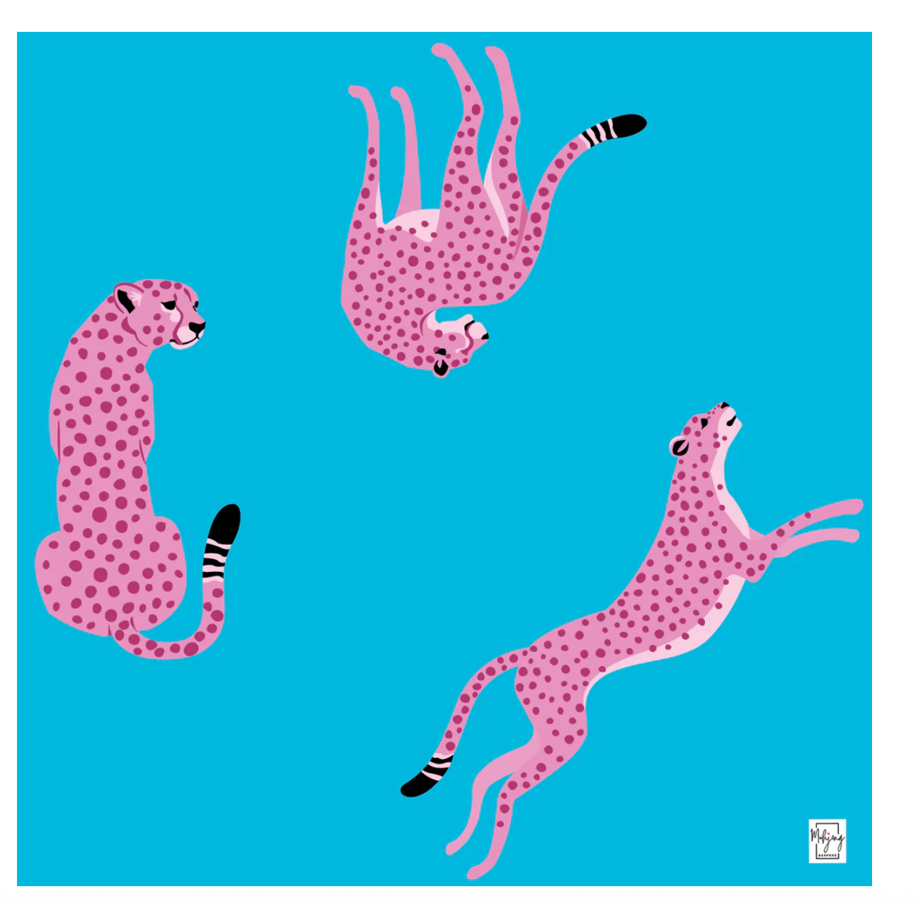 Bespoke Mahjong - Flirty Leopards Mahjong Mat - Vivid Blue