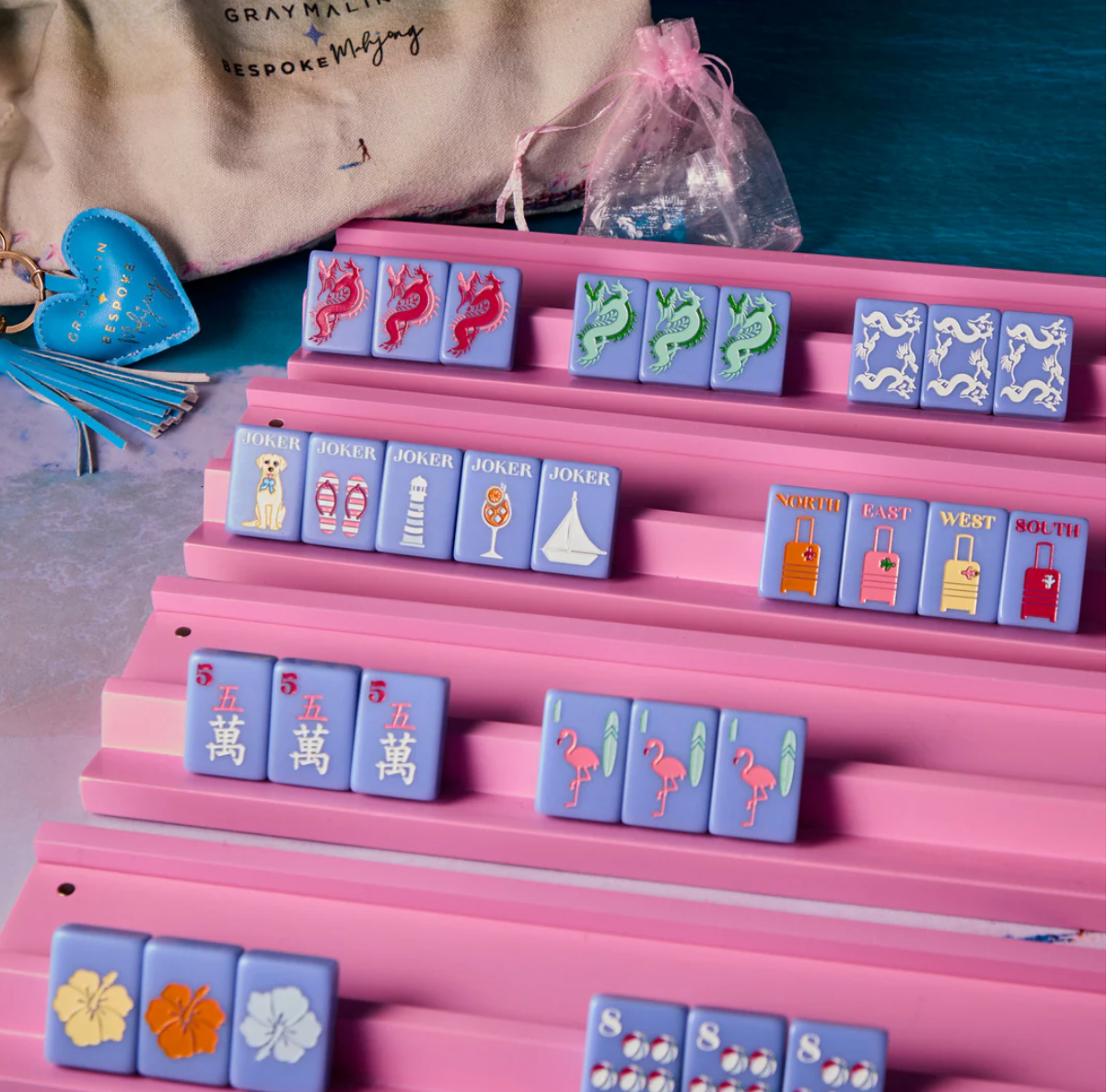 Bespoke X Gray Malin Beach Club Mahjong Tiles - CABANA BLUE