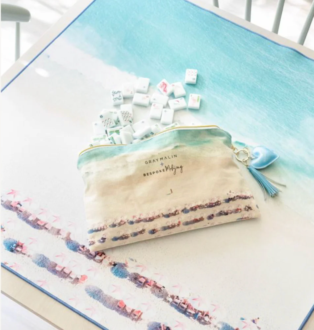 Bespoke X Gray Malin Beach Club Mahjong Tiles - CABANA BLUE