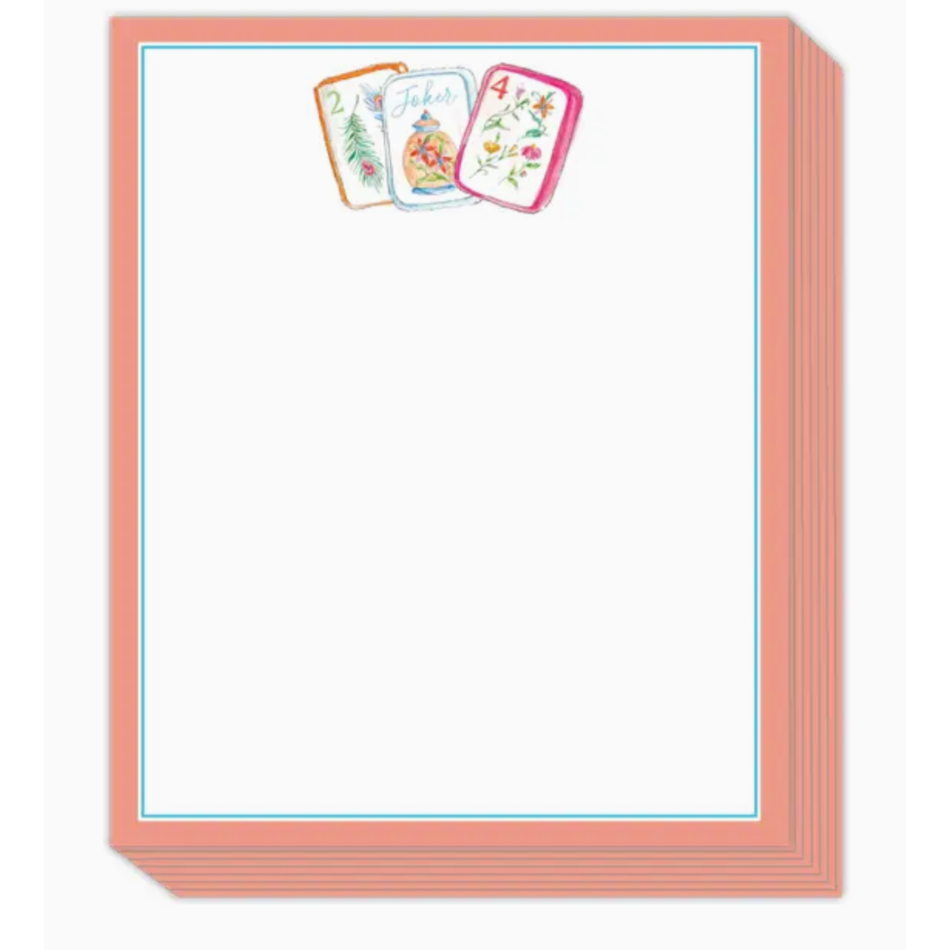 Short Stack Notepad - Handpainted Mahjong Tile Trio in Peach and Light Blue