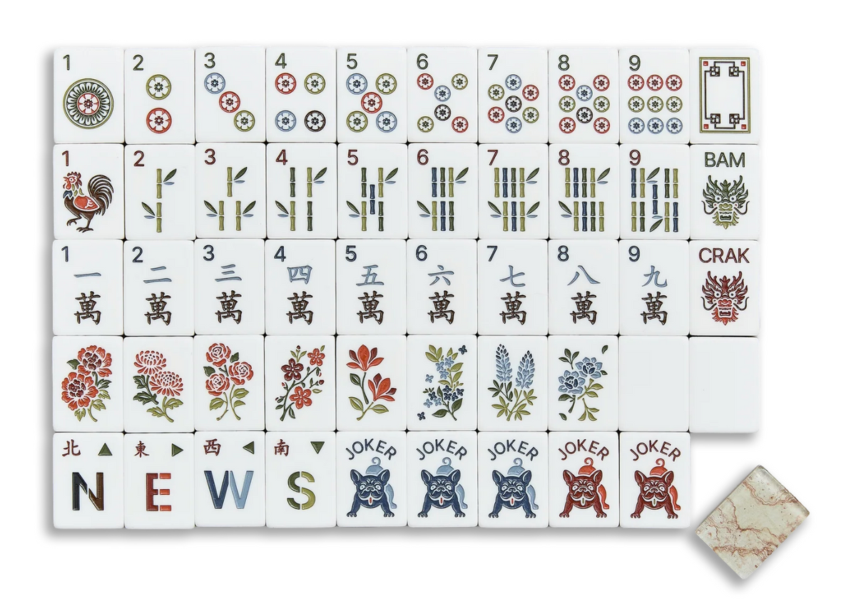 Mahjong Row & Co. Ash Burl Tile Set