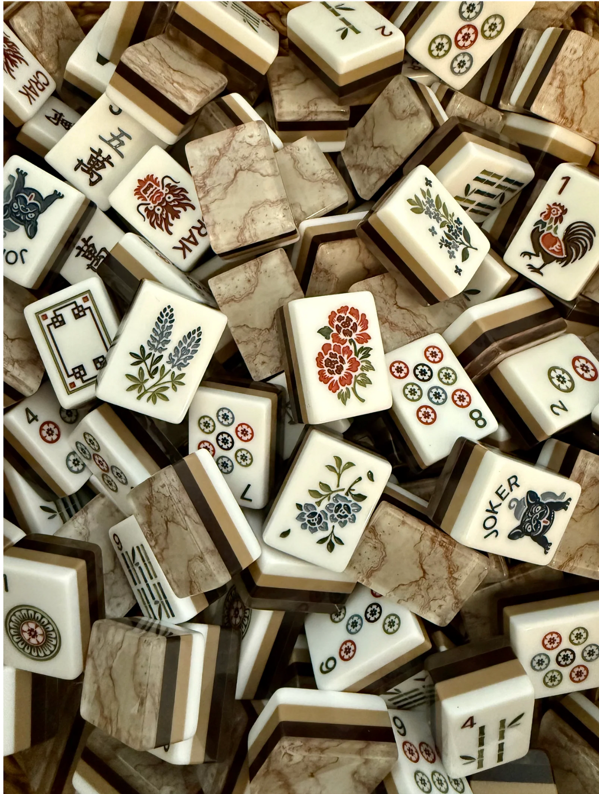 Mahjong Row & Co. Ash Burl Tile Set