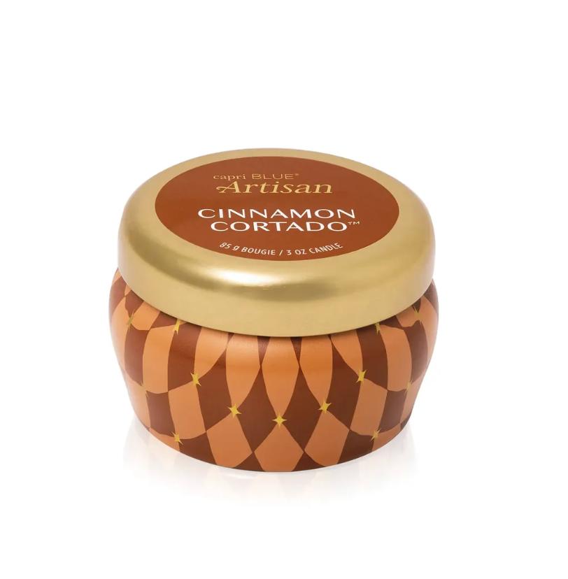 CapriBLUE| Cinnamon Cortado Winter Bazaar Mini Tin Candle
