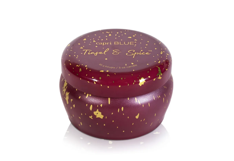 capriBLUE | Tinsel & Spice Glimmer Mini Tin Candle