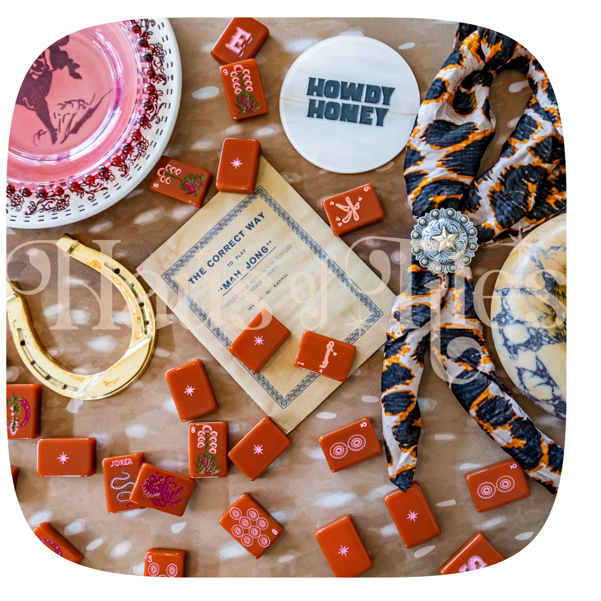 Haus of Tiles Wild Mare Saddlefire Mahjong Tile Set
