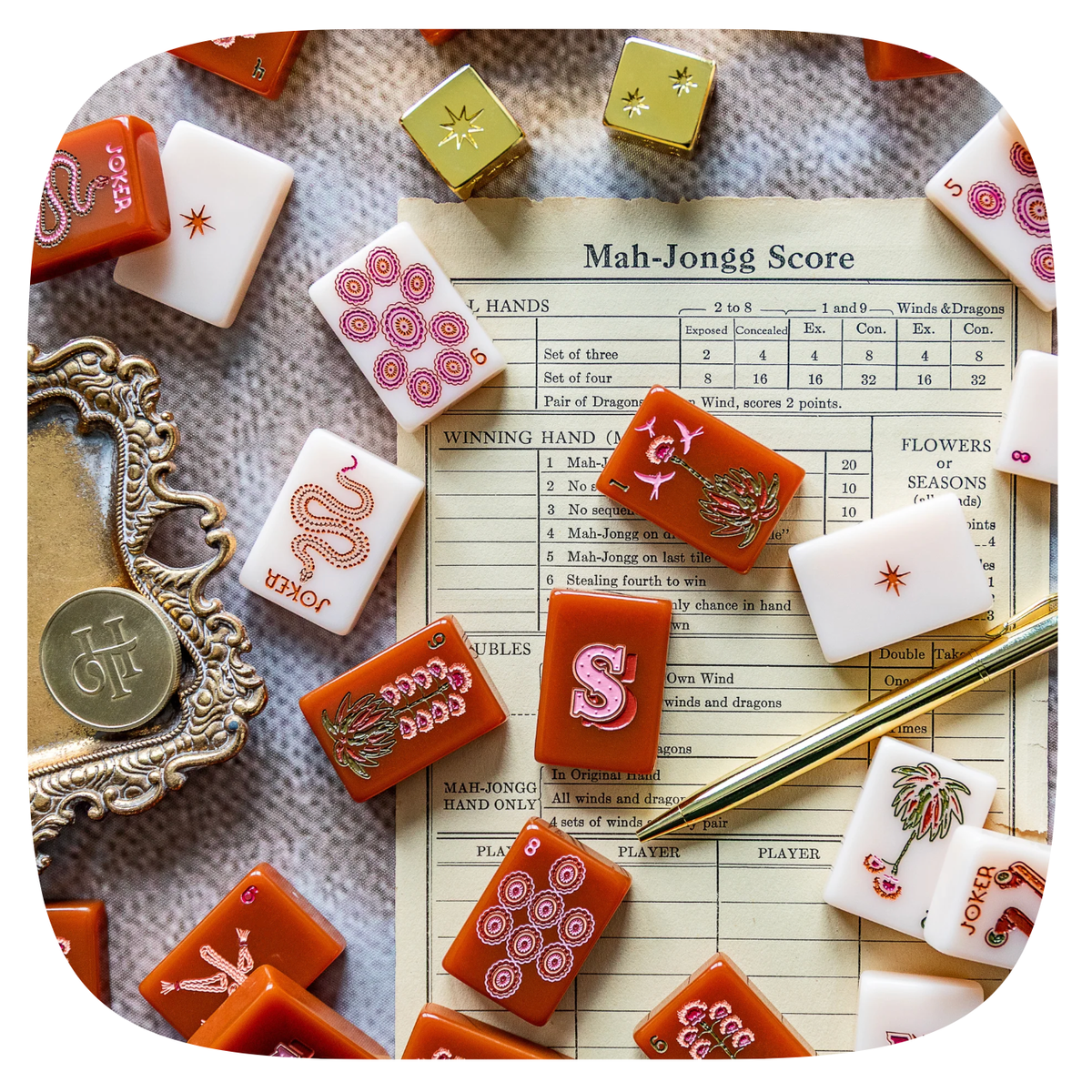 Haus Gold Mahjong Dice - Set of Two
