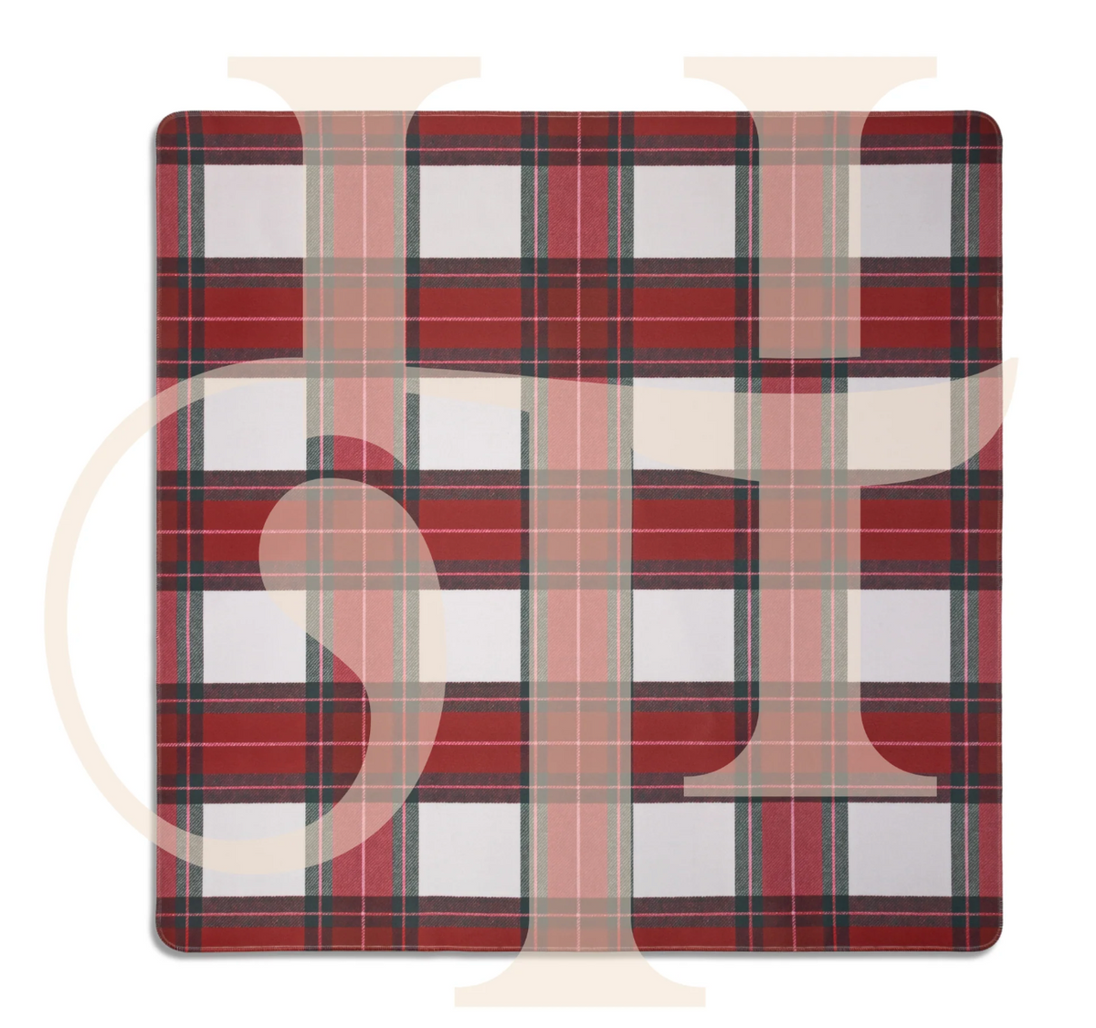 Haus of Tiles Crimson & Pine Plaid Mahjong Mat | No Grommets