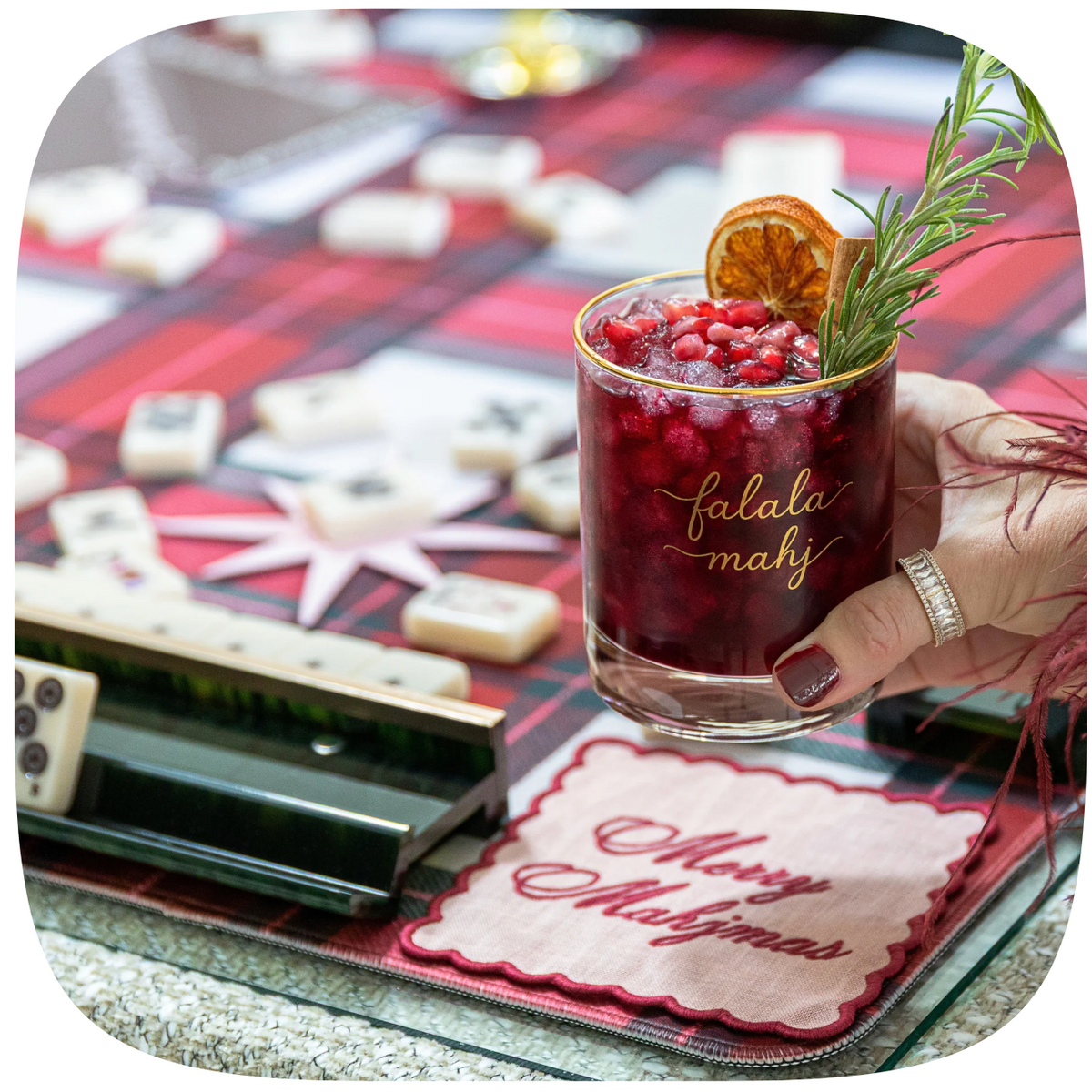 Haus of Tiles Crimson & Pine Plaid Mahjong Mat | No Grommets