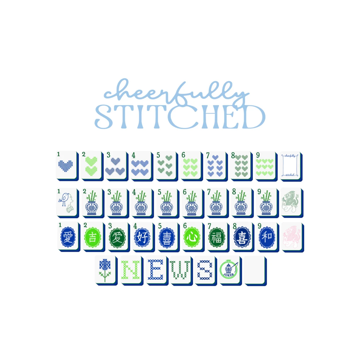The Daily Cheer Cheerfully Stitched Mahjong Tiles
