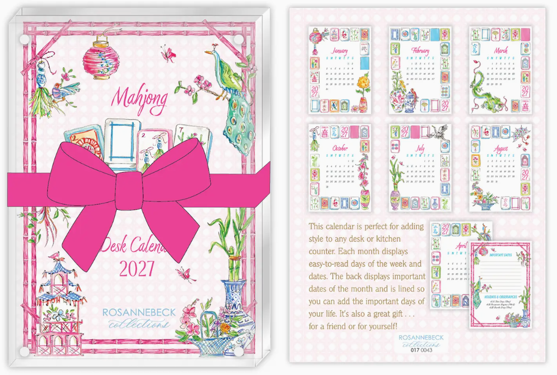 2027 Handpainted Mahjong | Calendar + Frame
