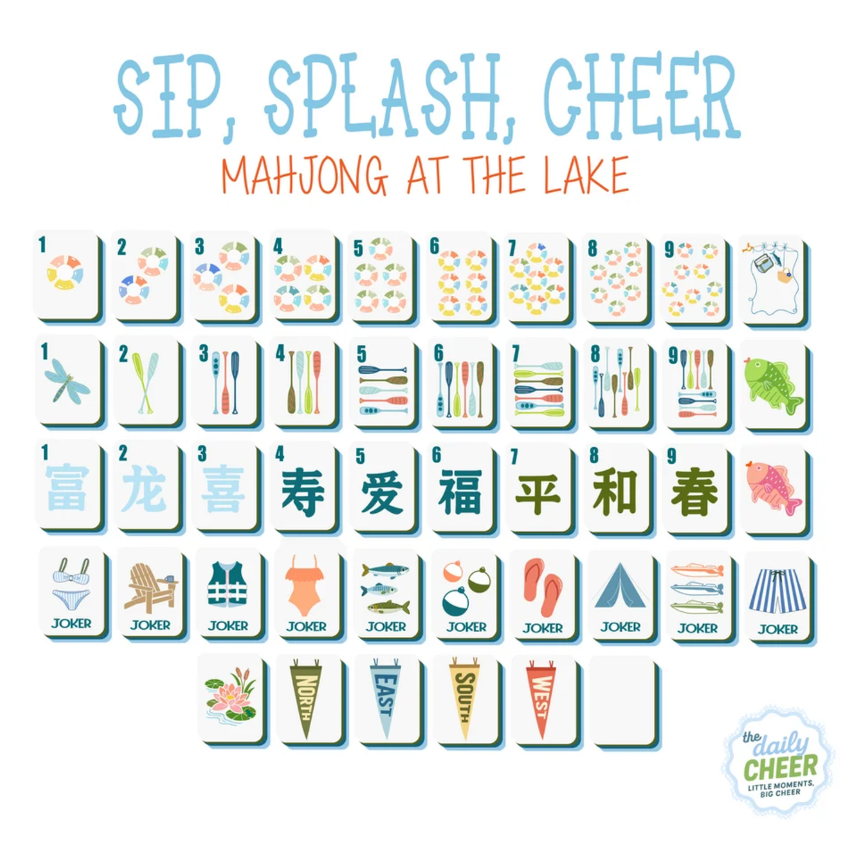 The Daily Cheer Sip, Splash, Cheer Mahjong Tile Set