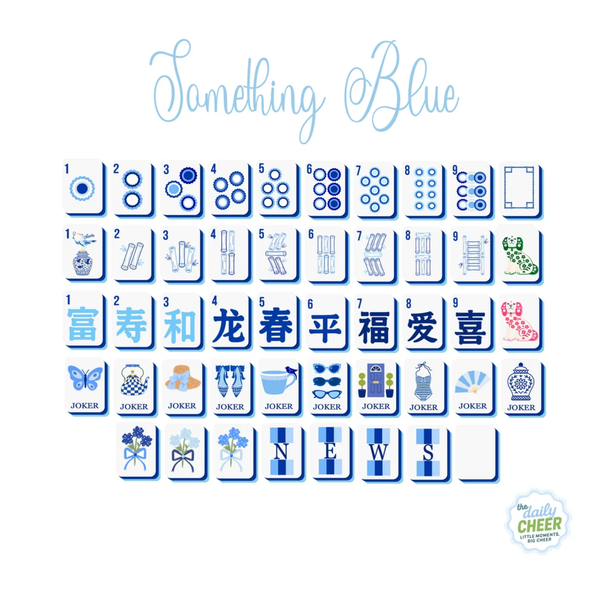 The Daily Cheer Something Blue Mahjong Tile Set