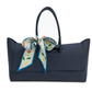 Bam Bird Boutique Classic Tote in Navy with Origami Twilly Scarf