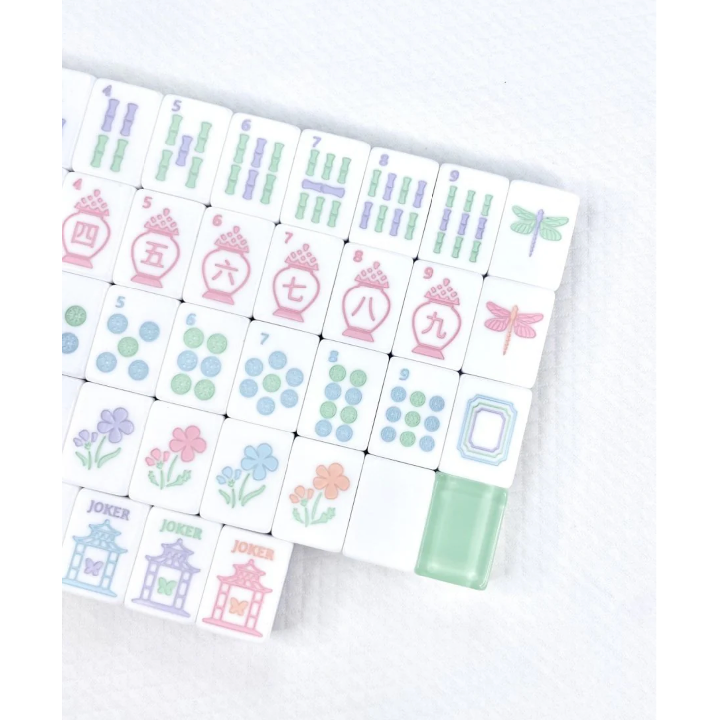 Bam!  Let's Mahjong:  Garden Party Mahjong Tiles, Mat and Shufflers:  Sea Glass Green