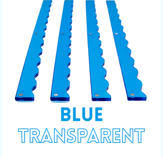 My Fair Mahjong - MAHJONG RACK PUSHERS - MAGNETIC  |  Premium Acrylic  |  Set of 4: Transparent -Wavy-Blue