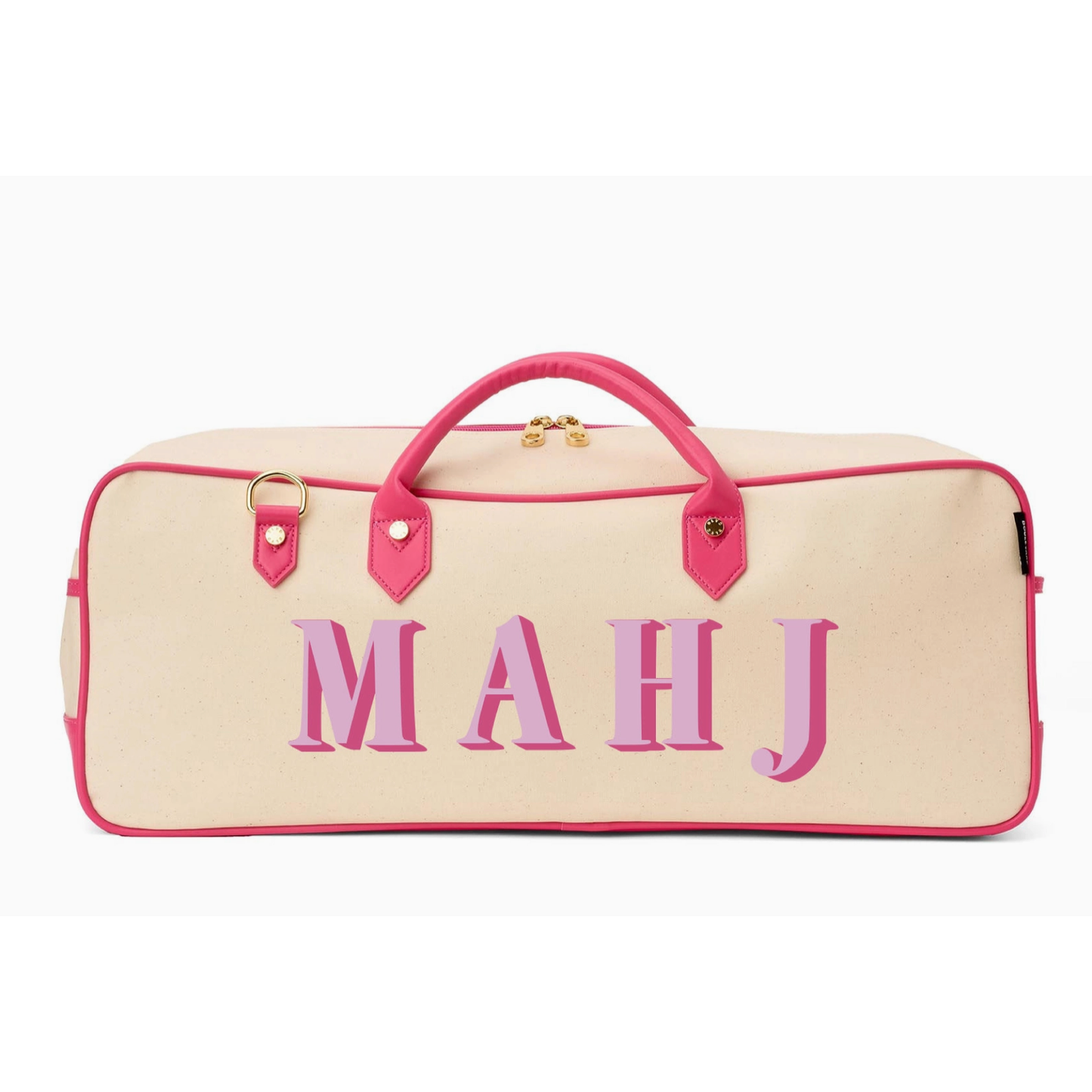 Boulevard - "Margo" Natural Mahjong Tote : PINK PUNCH