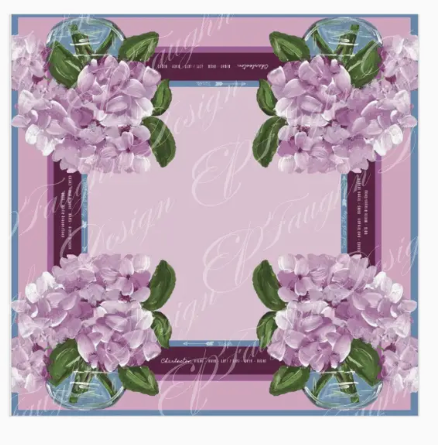 EPFaughn Design - Pink  Berry Toned Hydrangea Mahjong Mat