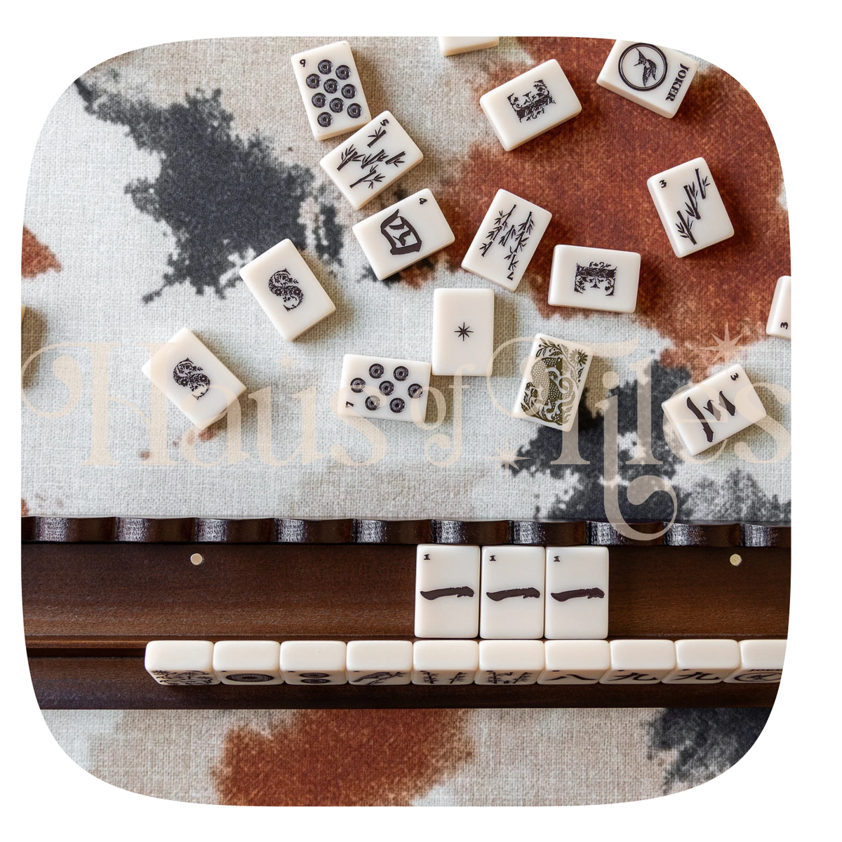 Haus of Tiles Sable Bloom Mahjong Mat | No Grommet