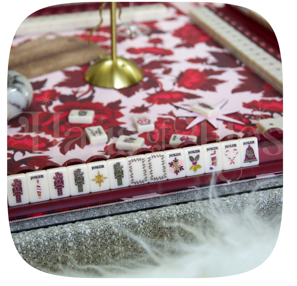 Haus of Tiles Garnet Garden Mahjong Mat | No Grommets
