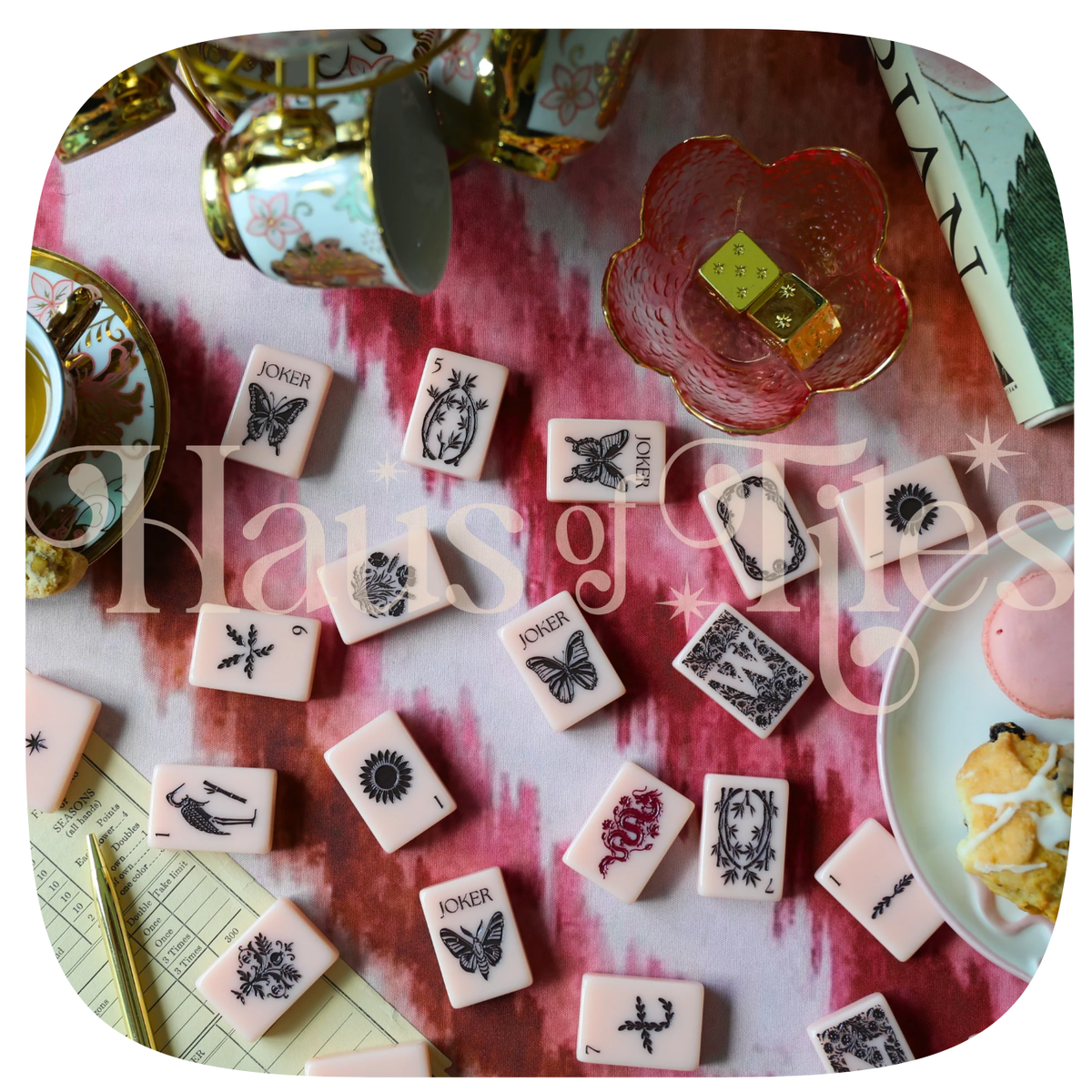 Haus of Tiles Petal & Loom Peony Mahjong Tile Set