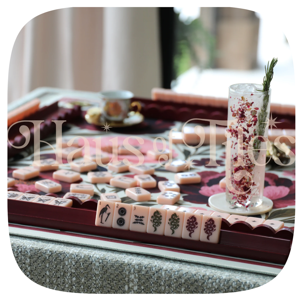 Haus of Tiles Petal & Loom Peony Mahjong Tile Set