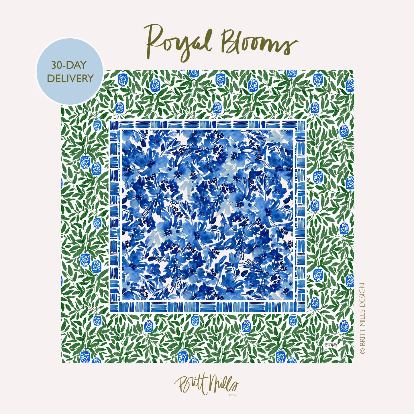 Britt Mills Design - Britt Mills Mahjong Mats (Non-Neoprene): Royal Blooms