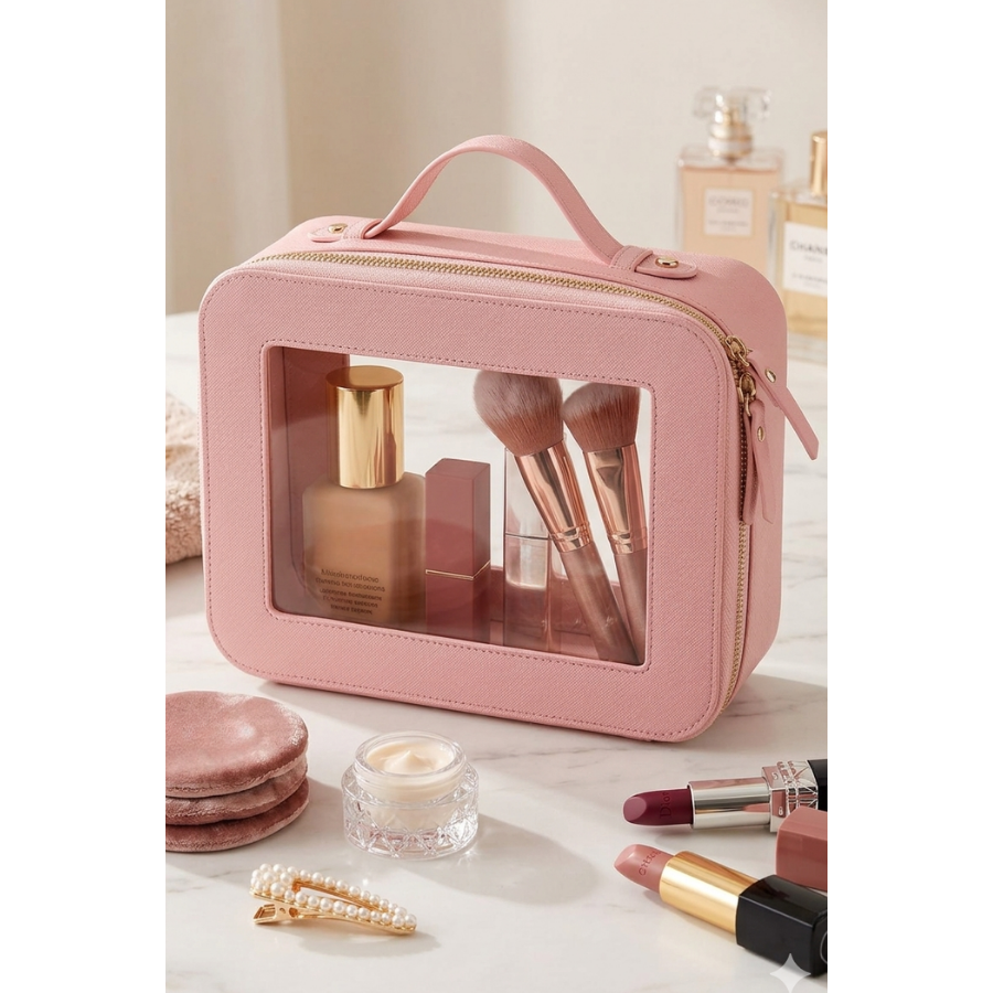 Nash Grey - Posie Pink Clear Travel Bag