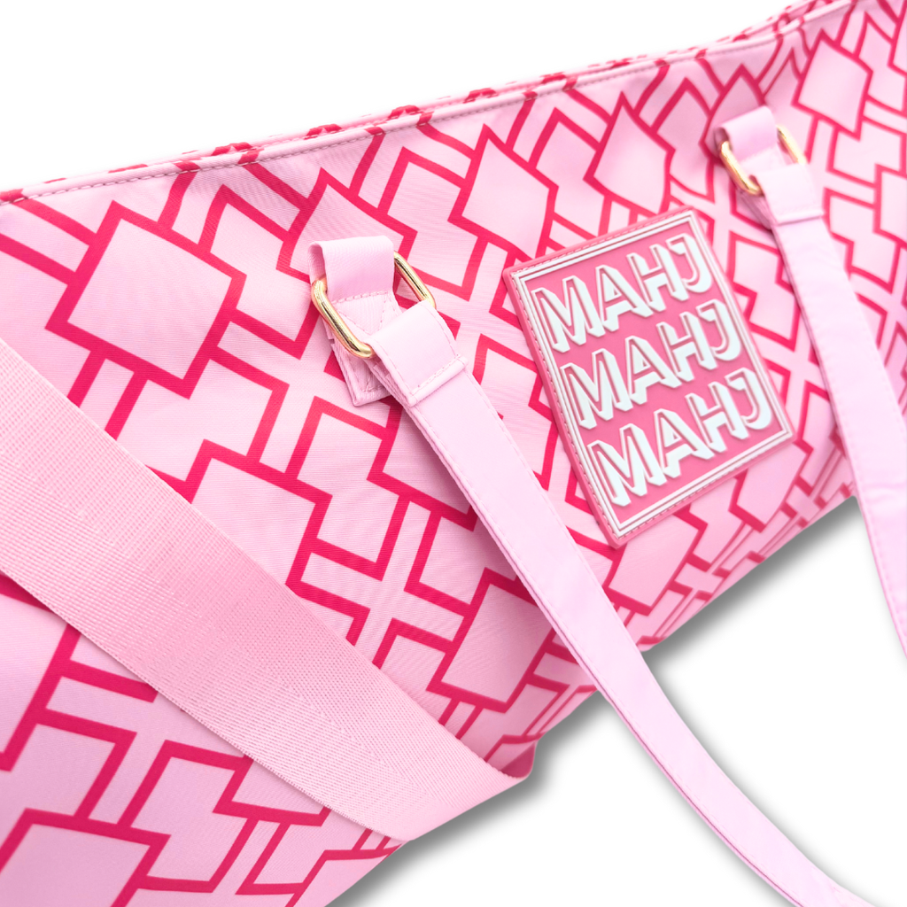 My Fair Mahjong - MAHJONG TOTE BAG  |  Wide with Zipper Closure: Arrows- Purple Tote Bag