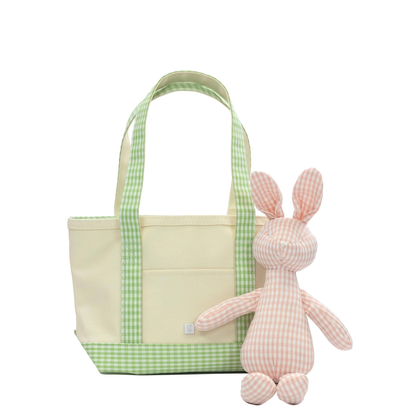 TRVL Design - MINI TOTE - COATED CANVAS With GINGHAM LEAF TRIM