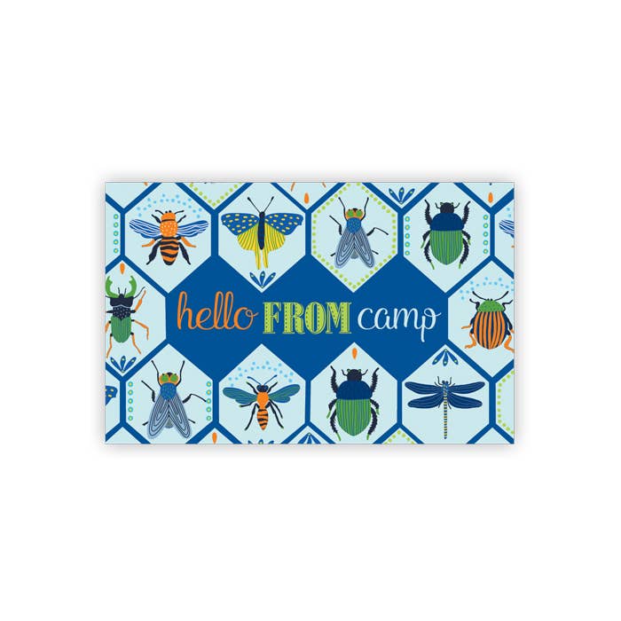 Hello From Camp Bugs on Blue Camp Postcards