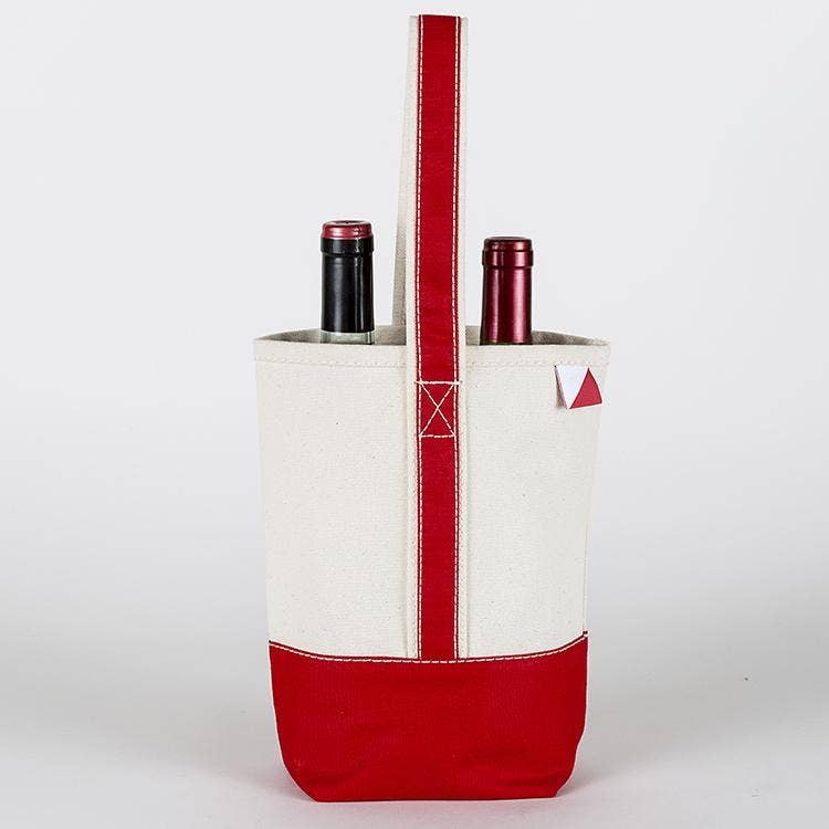 ShoreBags - 2- Bottle Canvas Wine Gift Host Bag: Pink