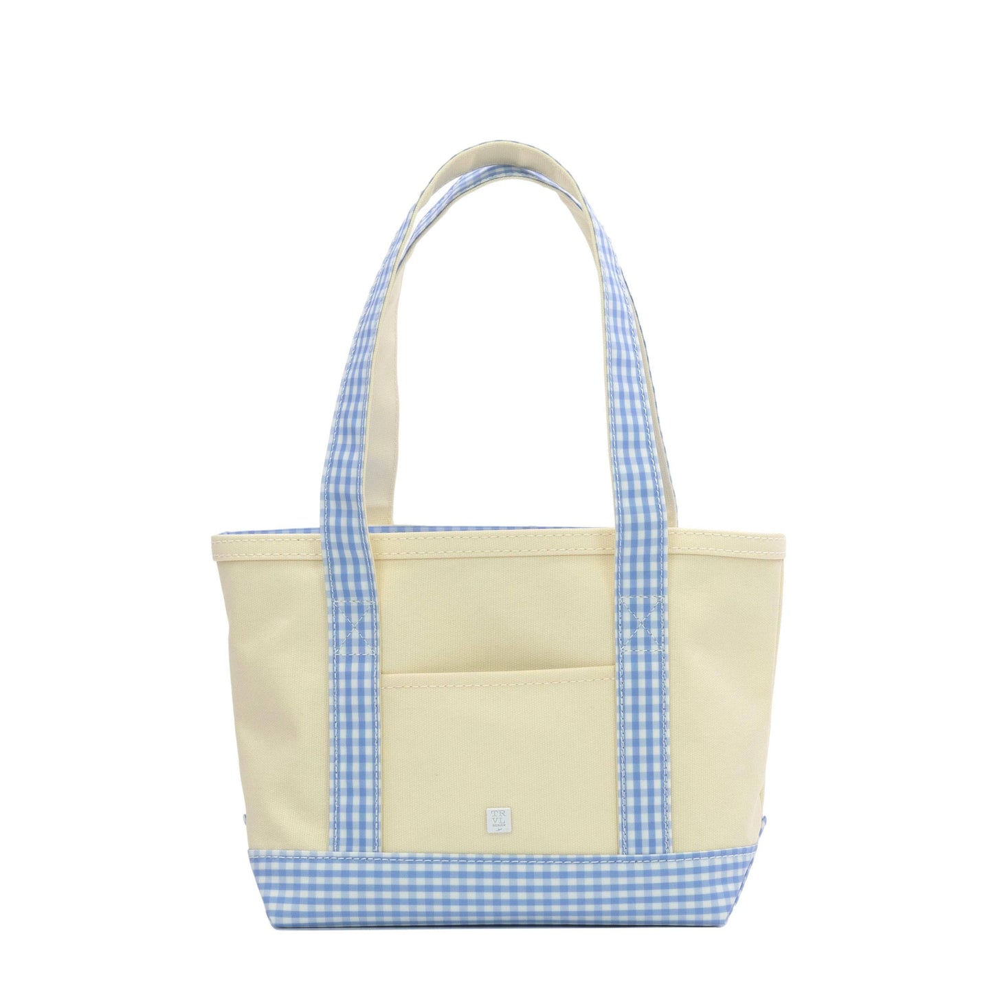 TRVL Design - MINI TOTE - COATED CANVAS With GINGHAM SKY TRIM