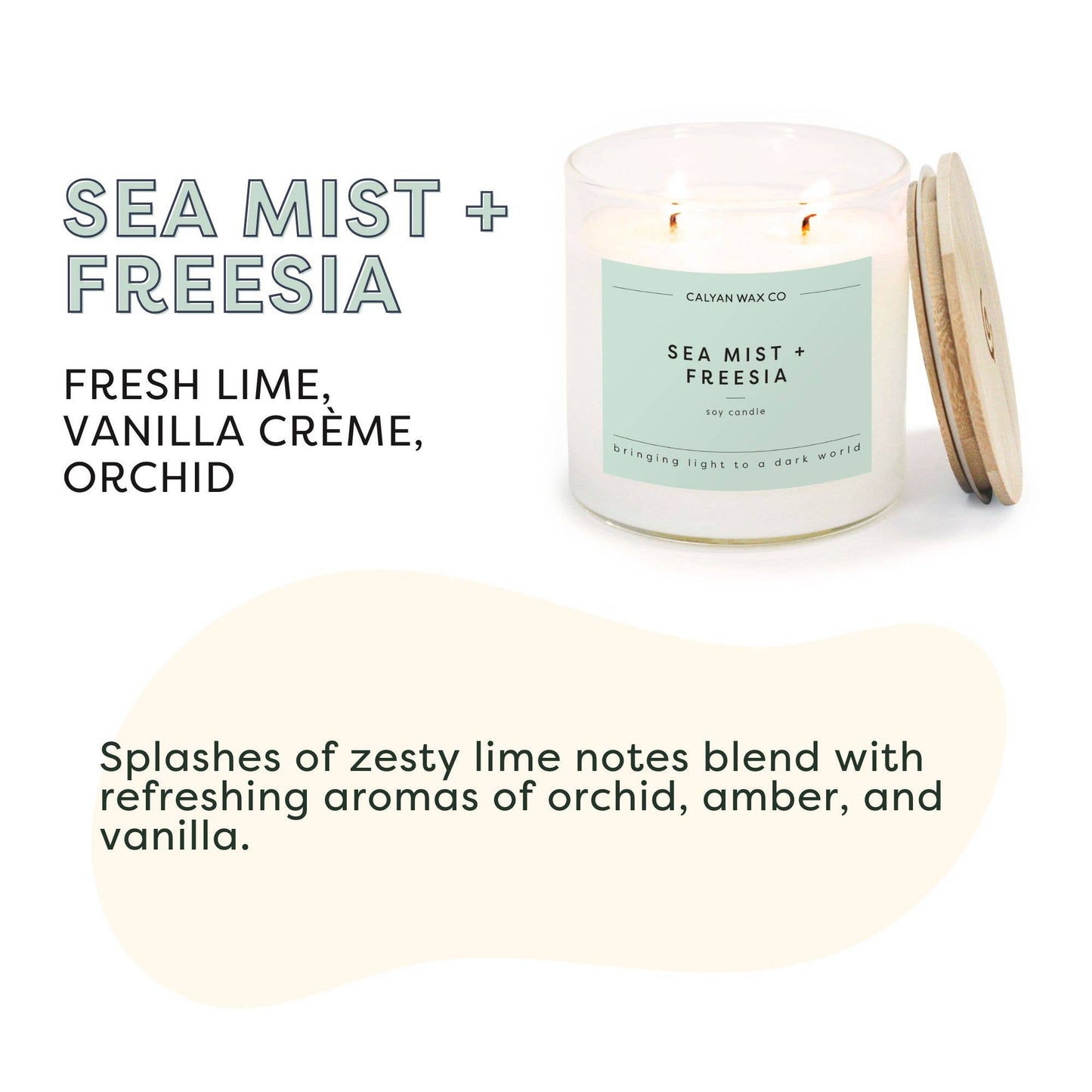 Calyan Wax Co. - Sea Mist + Freesia - Glass Tumbler Soy Candle