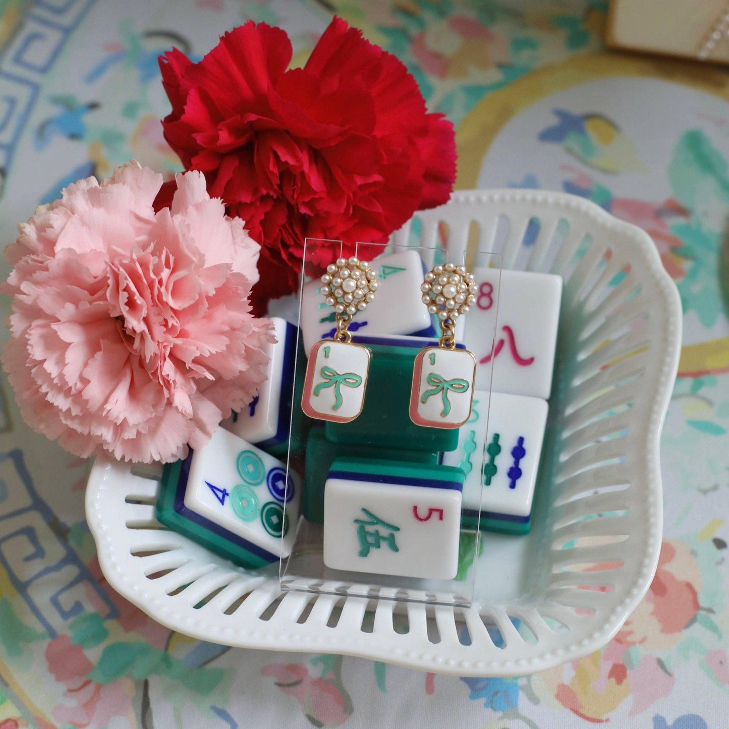 Stylin Brunette - Troop Mahjong Tile Bracelet & Drop Earrings Bundle