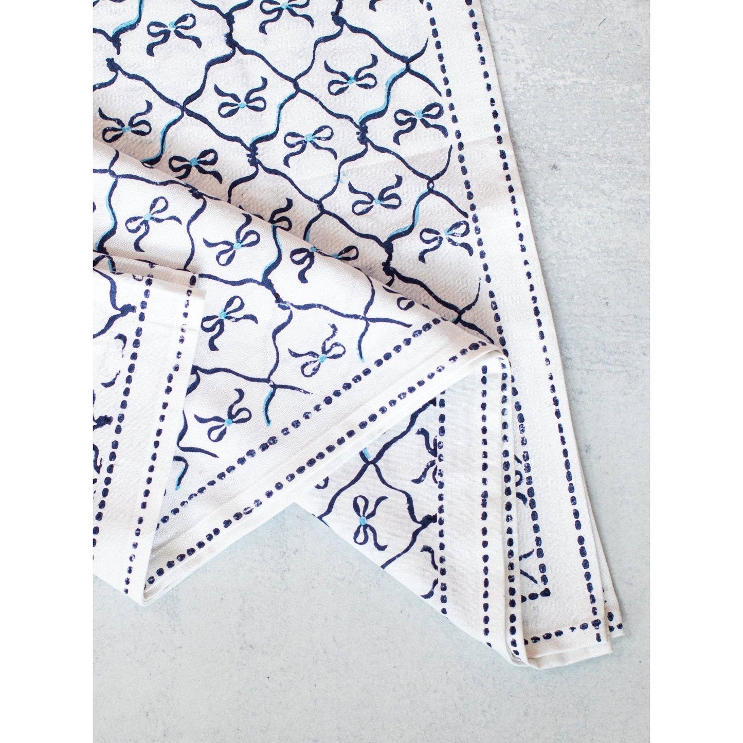 Mended - Table Throw - Lattice Bow, Uniform Blue & Navy