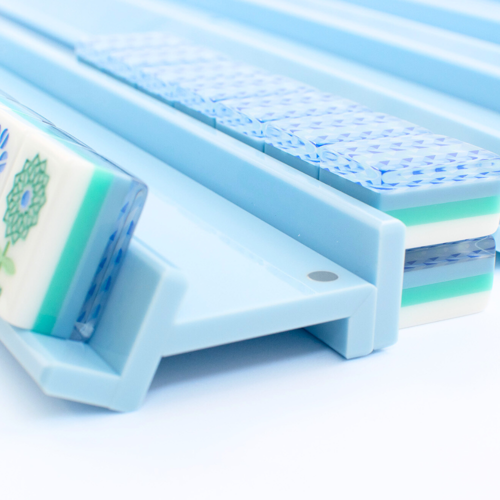 My Fair Mahjong - MAHJONG RACKS | Premium Acrylic | 4 Racks + 4 Pushers: Solid Macaron Green