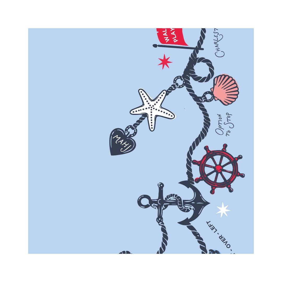 Anders Ruff Design Co. - Neoprene Coastal Charm Mahjong Mat – Beach Lake Nautical