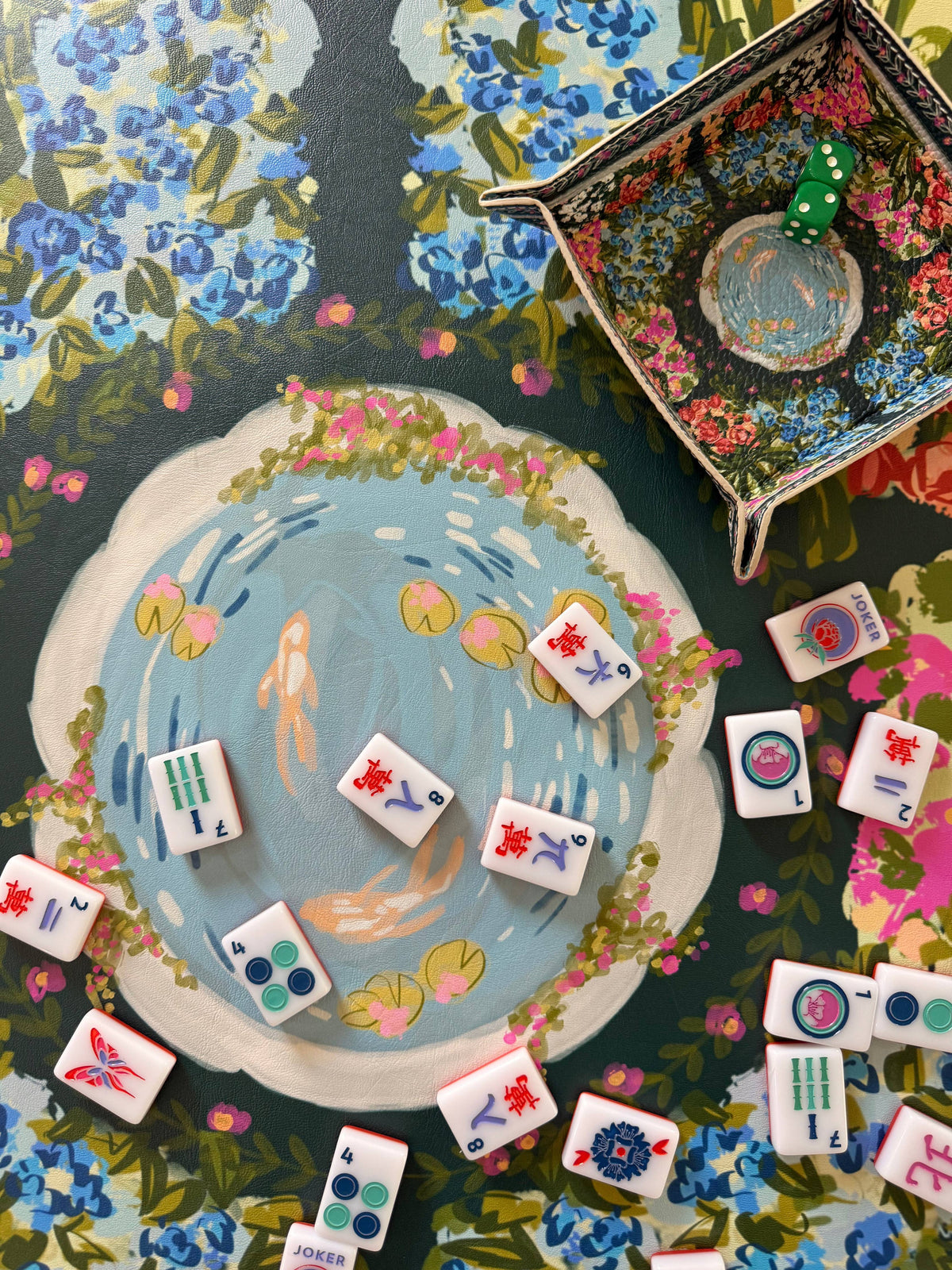 Britt Mills Design - Eden Leatherette Mahjong Mat: 33.5" Square