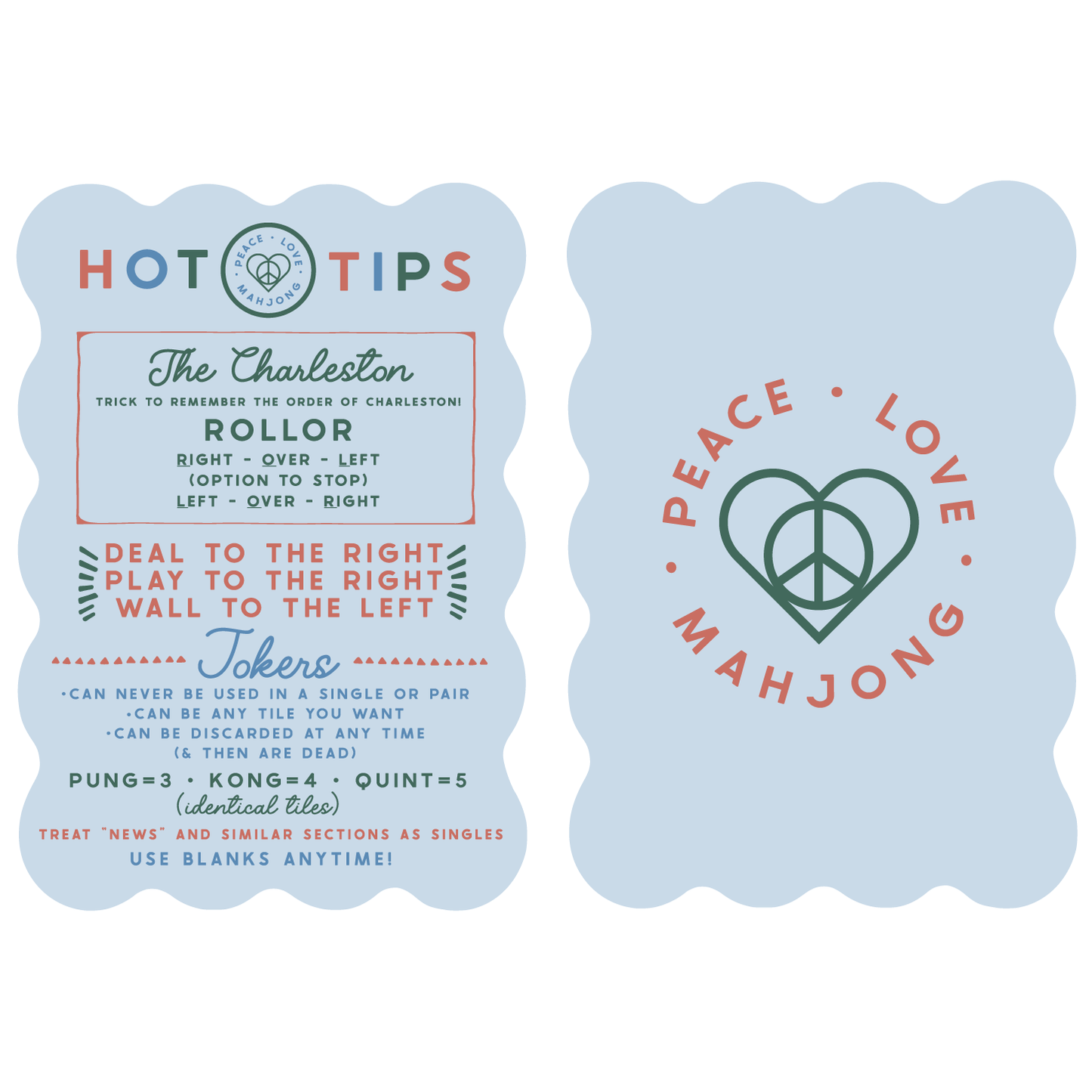 Peace Love Mahjong - Mahjong Tile Shufflers (Set of 2): Hot Tips - Blue