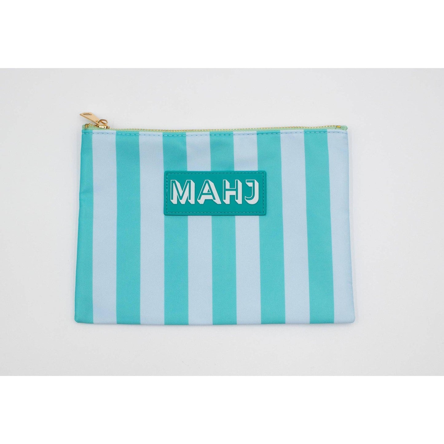 My Fair Mahjong - Mahjong Card & Accessory Bag: Stripes- Green & Blue