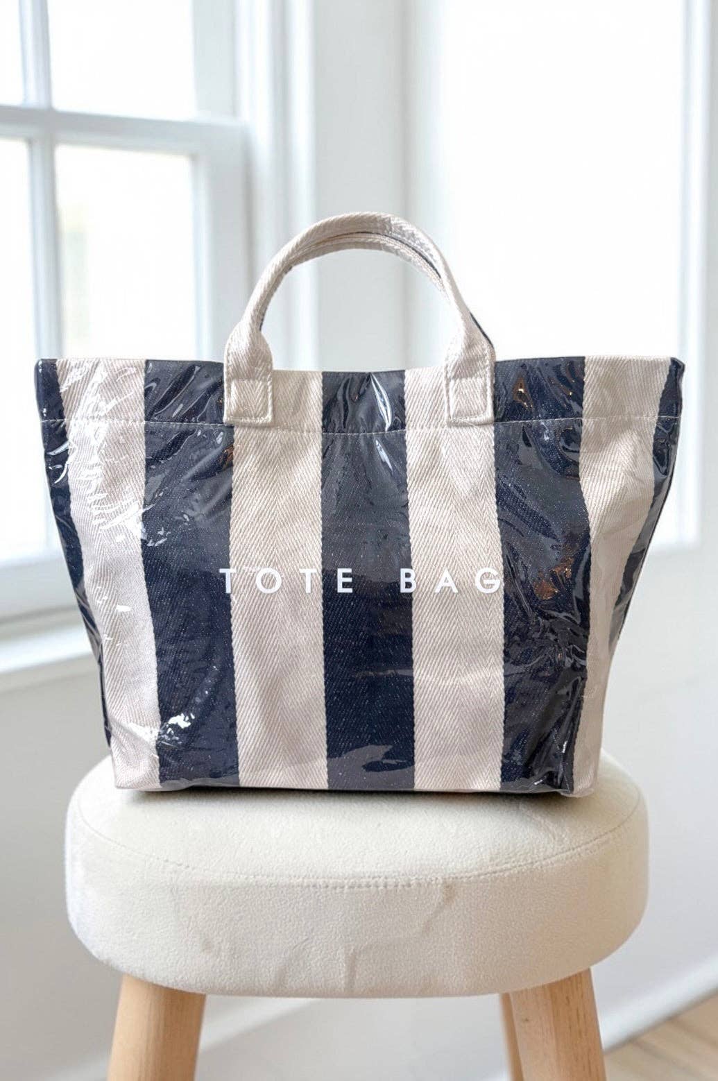 Nash Grey - Navy and Beige Striped TOTE BAG