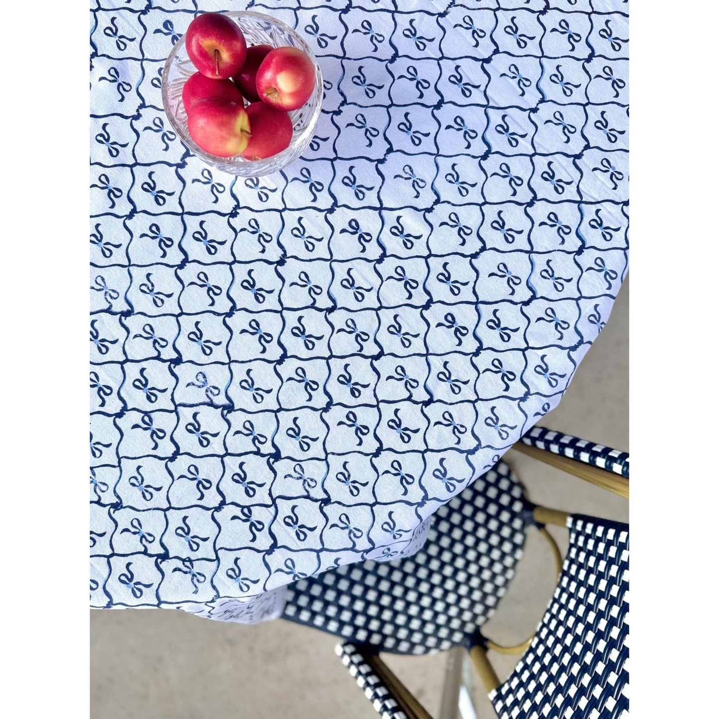 Mended - Table Throw - Lattice Bow, Uniform Blue & Navy