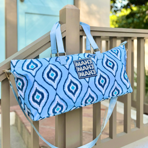 My Fair Mahjong - MAHJONG TOTE BAG  |  Wide with Zipper Closure: Geometric- Pink Tote Bag