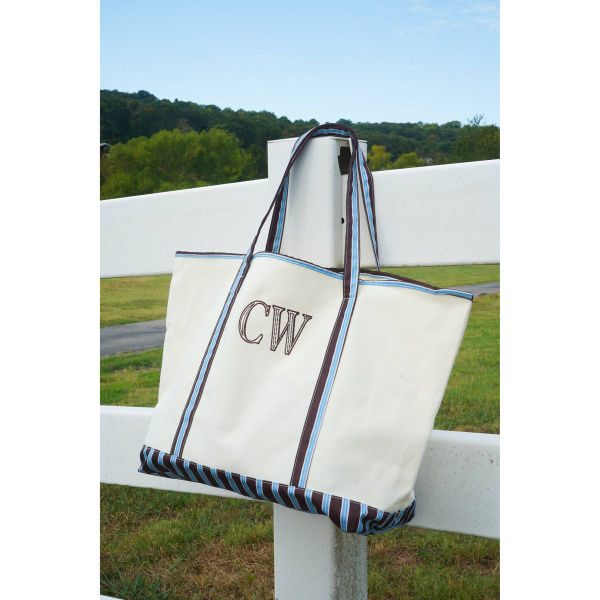 Standard Canvas Tote - Fall Collection | Customizable: Chocolate Stripes - KENZKUSTOMZ